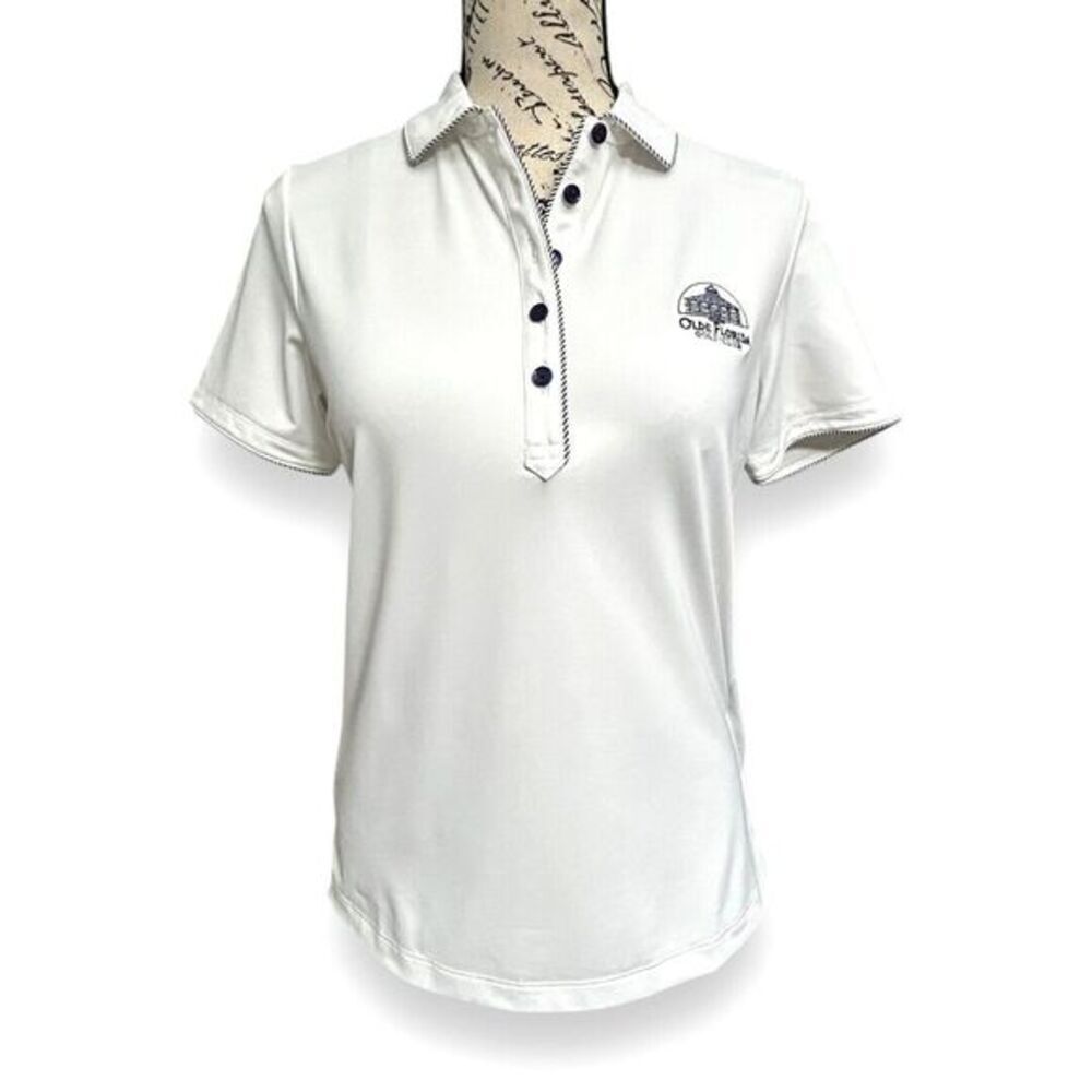 Peter Millar S White Golf Polo Shirt Olde‎ Florida Logo Performance Stretch Top